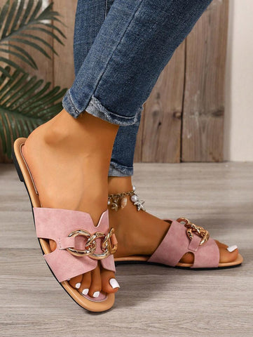 Sandálias Planas Estilo Coreano Para Mulheres, Chinelos De Praia De Verão Com Dedo Aberto, Novas Sandálias Romanas De Tricô De Outono, Sapatos Femininos Elegantes Para Saias, Praia Ou Férias