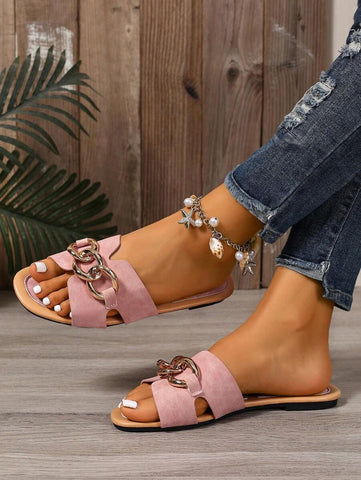 Sandálias Planas Estilo Coreano Para Mulheres, Chinelos De Praia De Verão Com Dedo Aberto, Novas Sandálias Romanas De Tricô De Outono, Sapatos Femininos Elegantes Para Saias, Praia Ou Férias