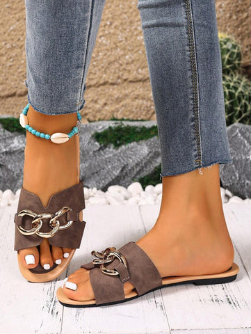 Sandálias Planas Estilo Coreano Para Mulheres, Chinelos De Praia De Verão Com Dedo Aberto, Novas Sandálias Romanas De Tricô De Outono, Sapatos Femininos Elegantes Para Saias, Praia Ou Férias