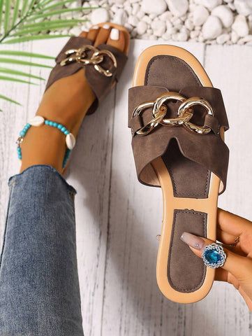 Sandálias Planas Estilo Coreano Para Mulheres, Chinelos De Praia De Verão Com Dedo Aberto, Novas Sandálias Romanas De Tricô De Outono, Sapatos Femininos Elegantes Para Saias, Praia Ou Férias