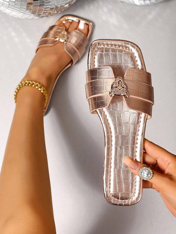 Sandálias Planas Estilo Coreano Para Mulheres, Chinelos De Praia De Verão Com Dedo Aberto, Novas Sandálias Romanas De Tricô De Outono, Sapatos Femininos Elegantes Para Saias, Praia Ou Férias
