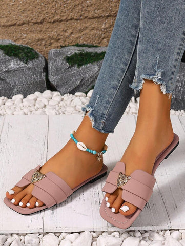 Sandálias Planas Estilo Coreano Para Mulheres, Chinelos De Praia De Verão Com Dedo Aberto, Novas Sandálias Romanas De Tricô De Outono, Sapatos Femininos Elegantes Para Saias, Praia Ou Férias