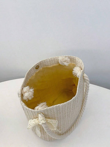 Bolsa de palha casual e moderna para mulheres, bolsa tote/ombro/bolsa de mão/bolsa de praia, bolsa de férias da moda para o verão