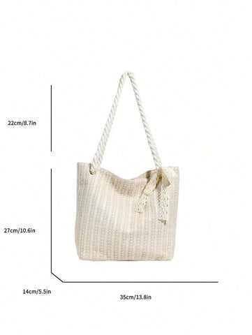Bolsa de palha casual e moderna para mulheres, bolsa tote/ombro/bolsa de mão/bolsa de praia, bolsa de férias da moda para o verão