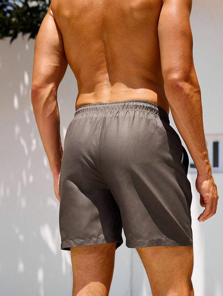 Manfinity Swimmode Homens Cintura Com Cordão Bolso Inclinado Short De Banho