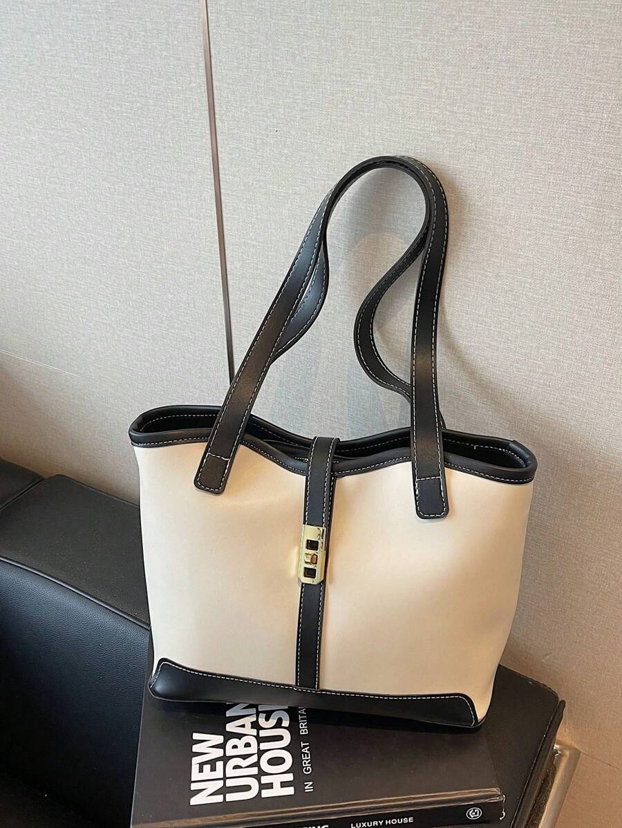 Bolsa tote casual de grande capacidade dobrável com alça dupla, adequada para compras de meninas/senhoras, deslocamento para o trabalho, atividades ao ar livre, eventos empresariais, presente para mães, novidade no outono/inverno, bolsa tote de ombro de g