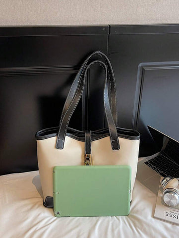 Bolsa tote casual de grande capacidade dobrável com alça dupla, adequada para compras de meninas/senhoras, deslocamento para o trabalho, atividades ao ar livre, eventos empresariais, presente para mães, novidade no outono/inverno, bolsa tote de ombro de g