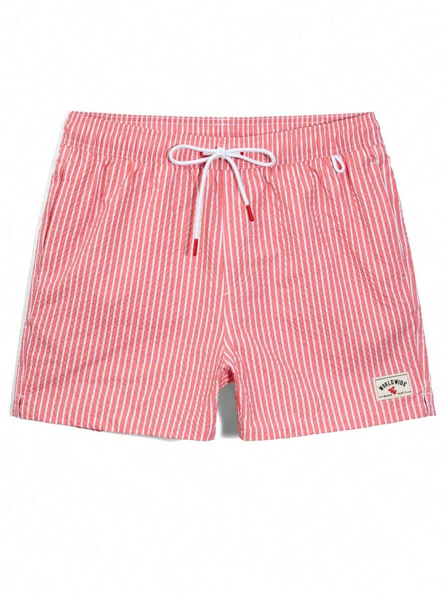 Horizaway Shorts de praia listrados com cordão na cintura para homens