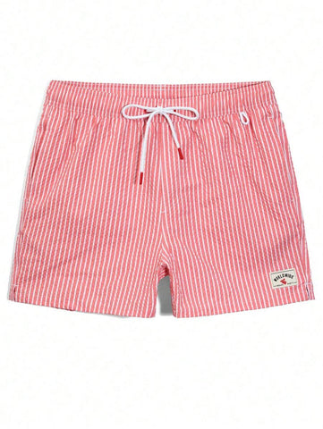 Horizaway Shorts de praia listrados com cordão na cintura para homens