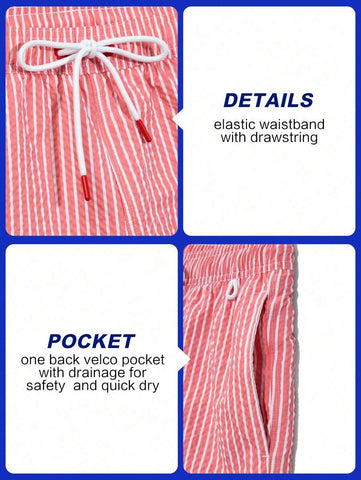 Horizaway Shorts de praia listrados com cordão na cintura para homens
