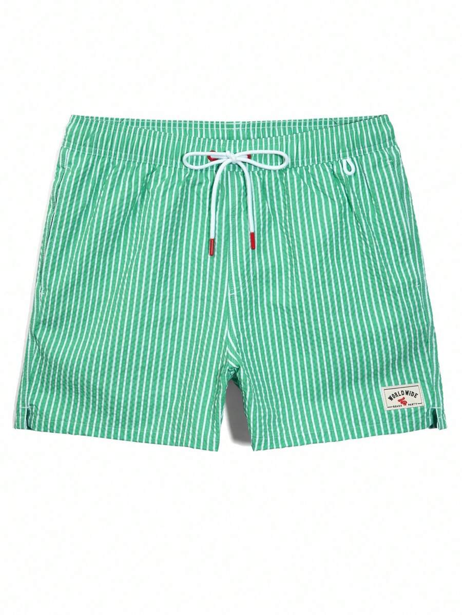 Horizaway Shorts de praia listrados com cordão na cintura para homens