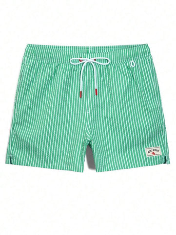 Horizaway Shorts de praia listrados com cordão na cintura para homens