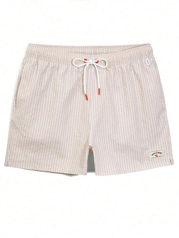 Horizaway Shorts de praia listrados com cordão na cintura para homens