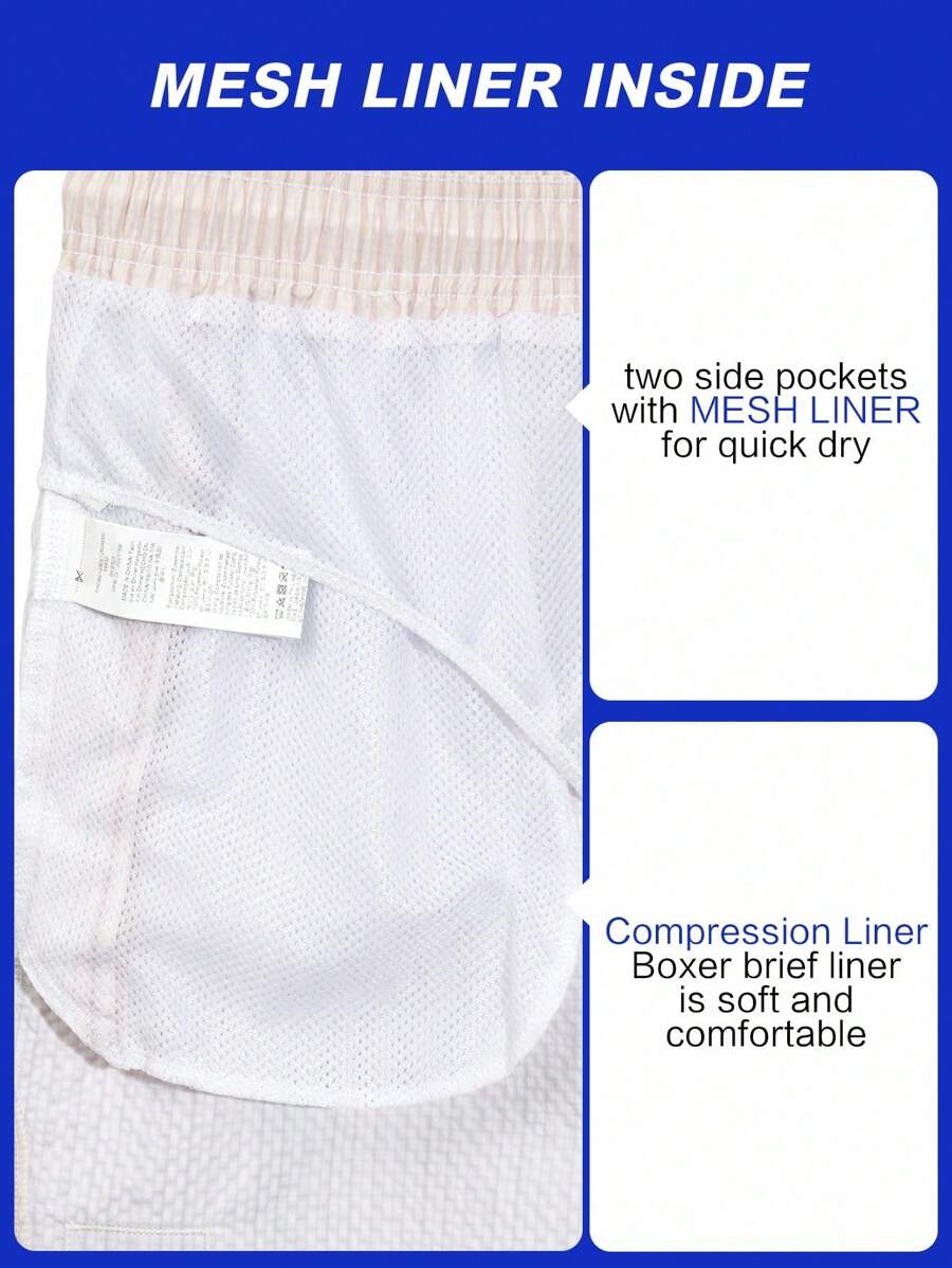Horizaway Shorts de praia listrados com cordão na cintura para homens