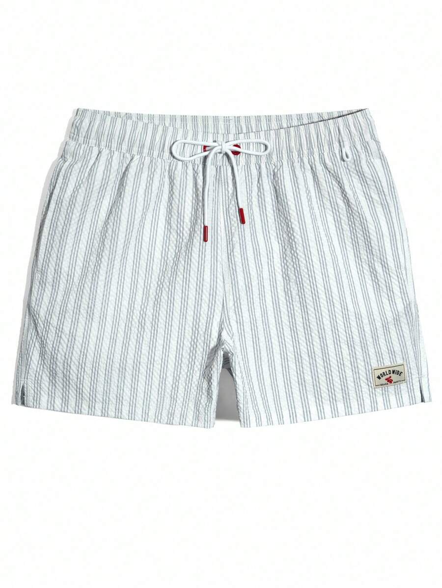 Horizaway Shorts de praia listrados com cordão na cintura para homens