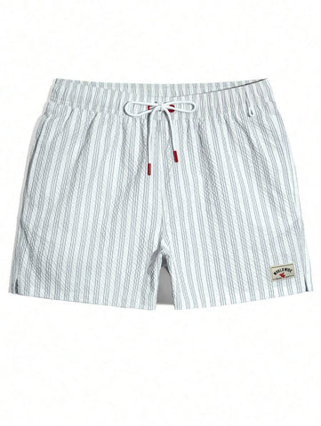 Horizaway Shorts de praia listrados com cordão na cintura para homens