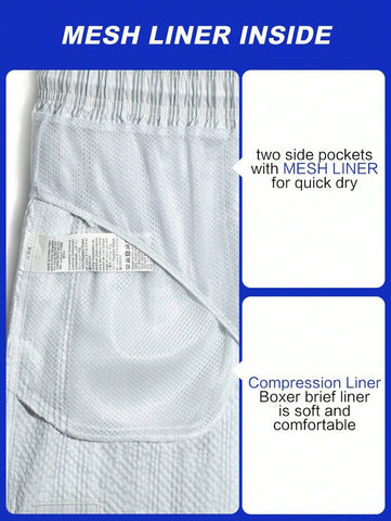 Horizaway Shorts de praia listrados com cordão na cintura para homens