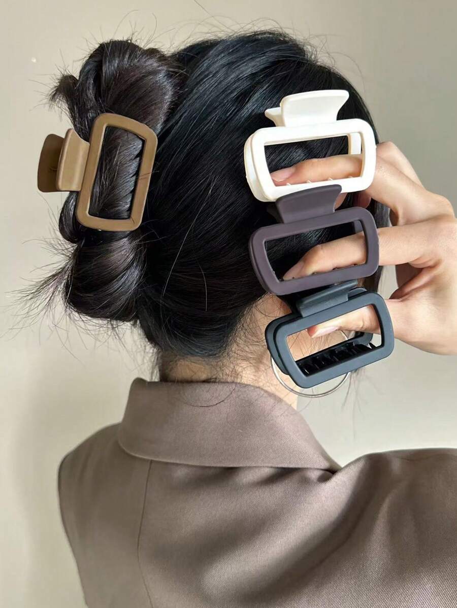 1-4 peças de grampos de cabelo de plástico leves e grandes quadrados de 10 cm/3,94 pol. para mulheres, preto/branco/marrom, acessórios de cabelo elegantes, versáteis e sofisticados para penteados diários, lavagem facial, maquiagem, combinação de roupas, g