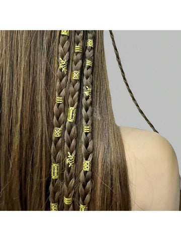 40 peças de contas de dreadlock douradas faça você mesmo, anéis de ferro ocos, acessórios versáteis para cabelo e grampos de cabelo