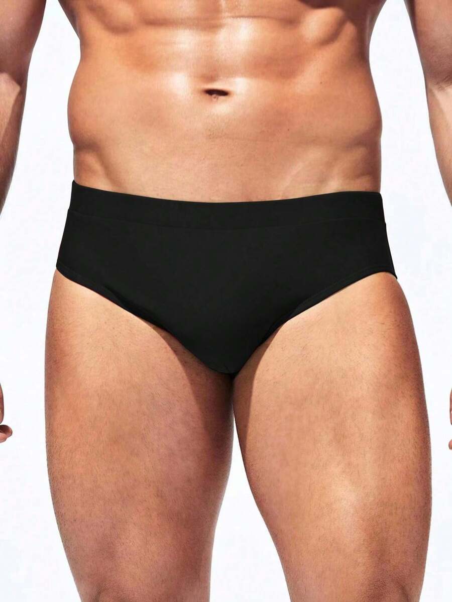 Manfinity Swimmode Calções de banho lisos com cintura elástica para homem