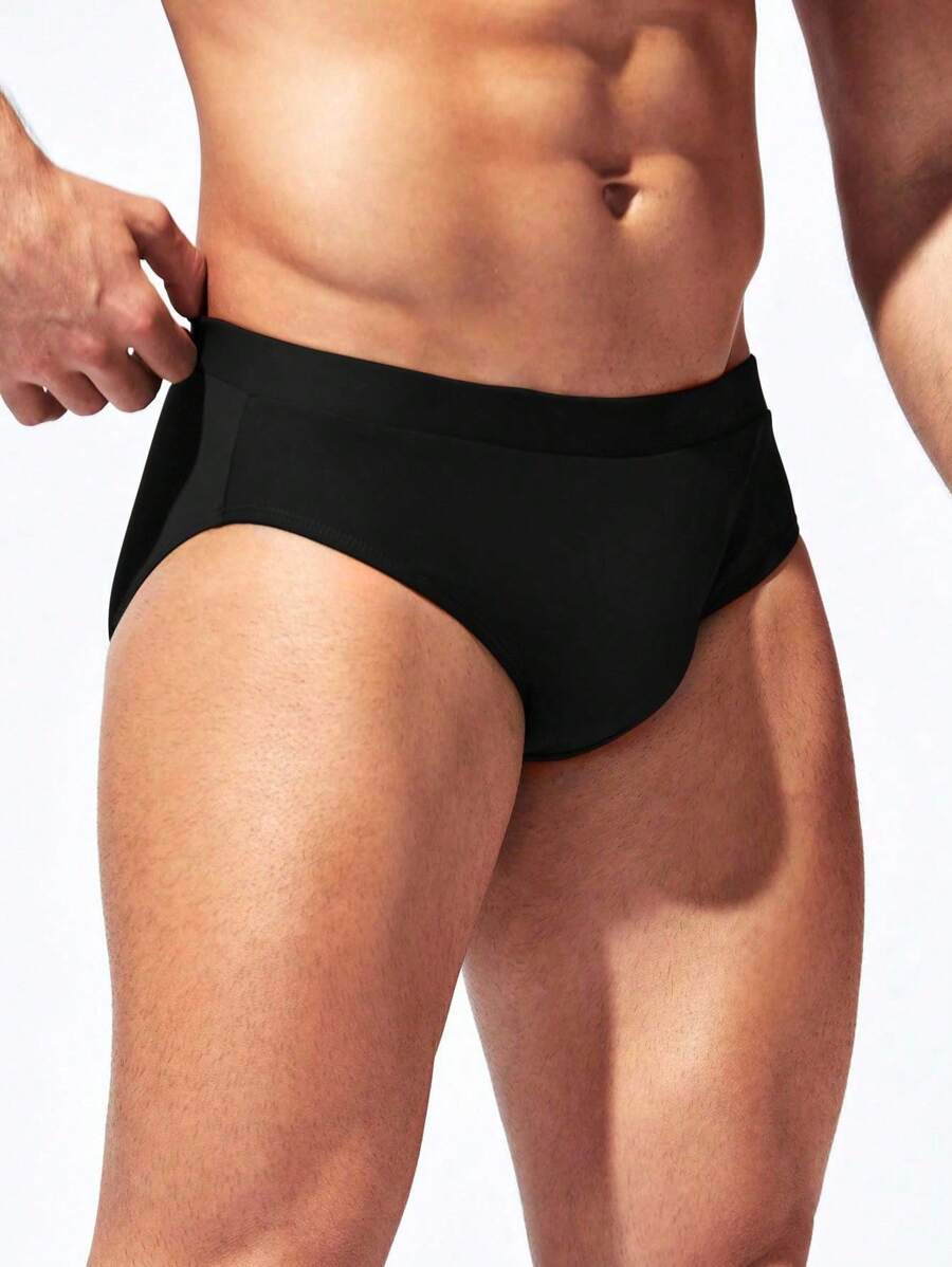 Manfinity Swimmode Calções de banho lisos com cintura elástica para homem