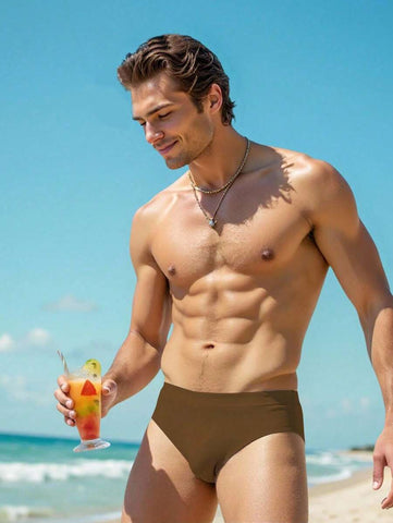 Manfinity Swimmode Calções de banho lisos com cintura elástica para homem