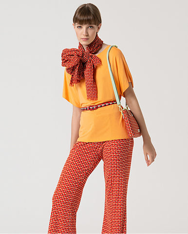 Camisa de manga longa com detalhe de ornamento Laranja
