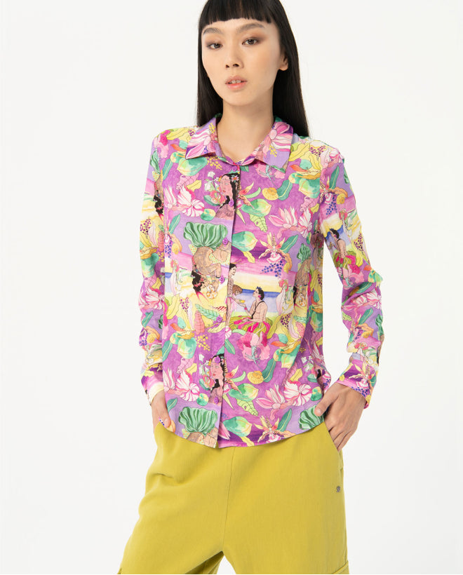 Blusa de manga curta com detalhe de ornamento Verde água
