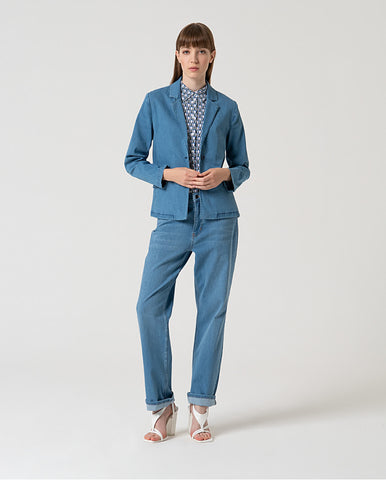 Blazer cruzado simples  2 botões Azul-celeste