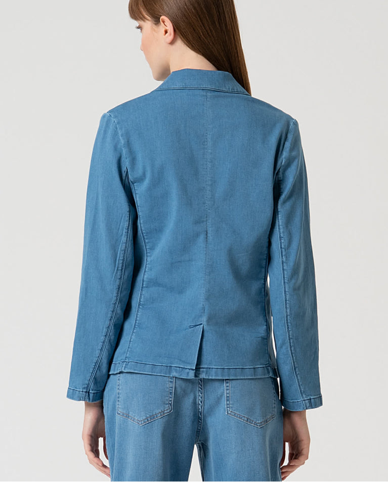 Blazer cruzado simples  2 botões Azul-celeste