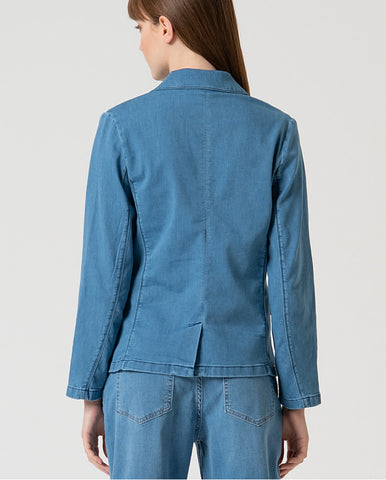 Blazer cruzado simples  2 botões Azul-celeste