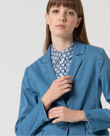 Blazer cruzado simples  2 botões Azul-celeste