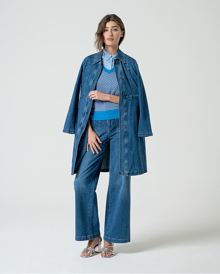 Jaqueta longa Azul