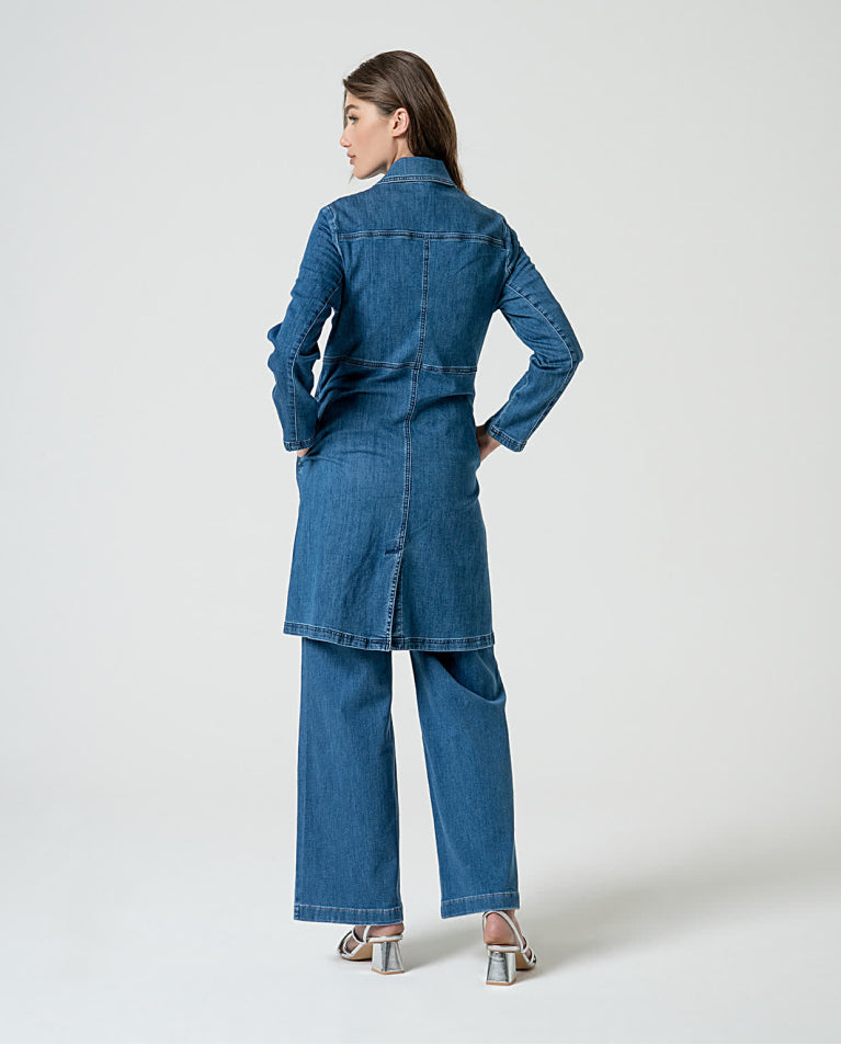 Jaqueta longa Azul