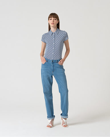 Blazer cruzado simples  2 botões Azul-celeste