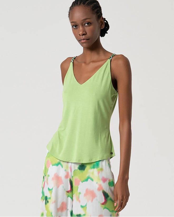 Blusa decote canoa sem mangas Verde bilhar