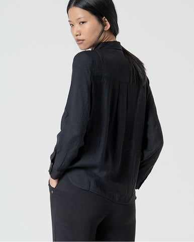 Camisa de manga longa com detalhe de ornamento Preto