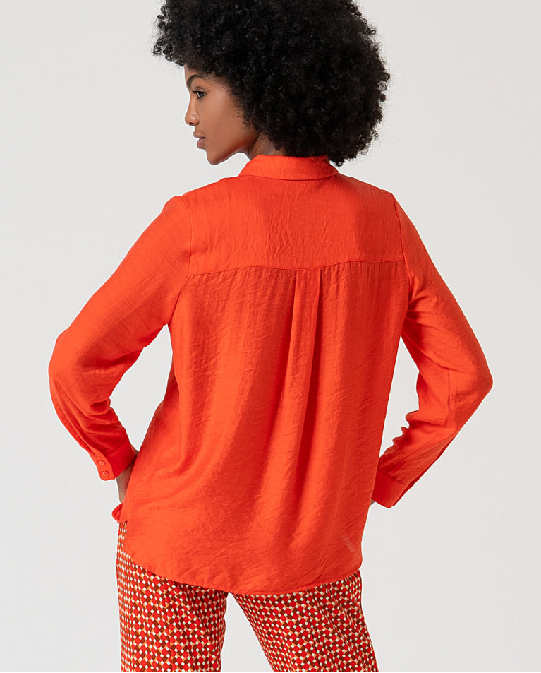 Camisa de manga longa com detalhe de ornamento Laranja