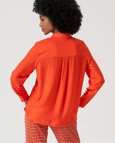 Camisa de manga longa com detalhe de ornamento Laranja