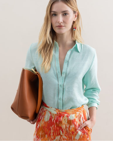Jaqueta curta estilo jeans Verde água