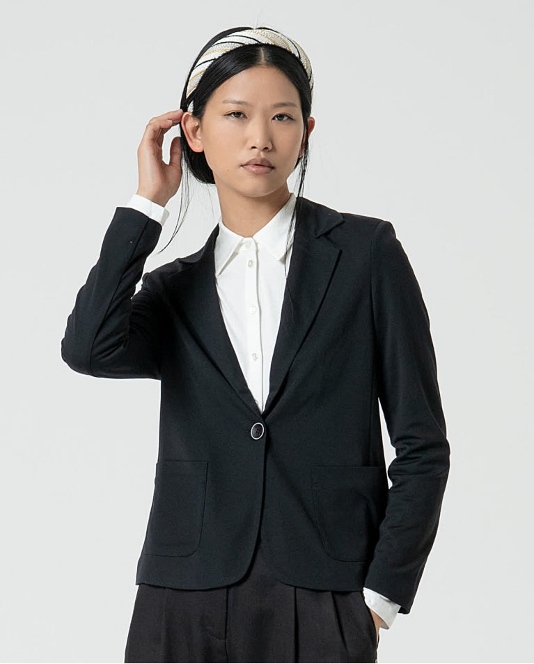 Blazer cruzado simples  1 botão Preto