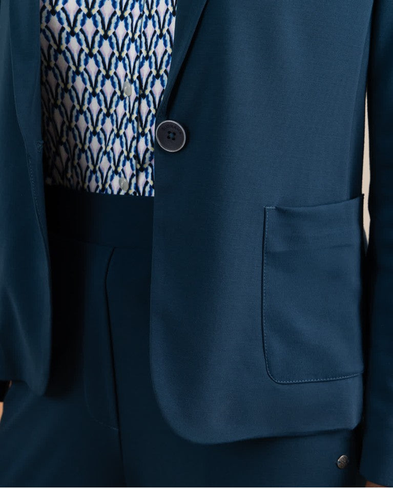 Blazer cruzado simples  1 botão Azul petróleo