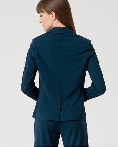 Blazer cruzado simples  1 botão Azul petróleo