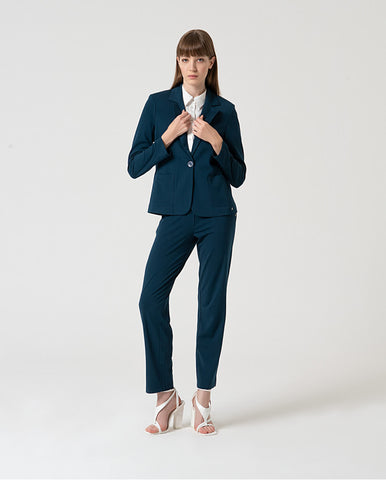 Blazer cruzado simples  1 botão Azul petróleo