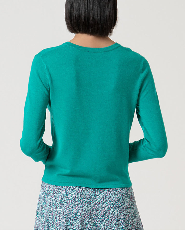 Cardigan ajustado com gola redonda Esmeralda