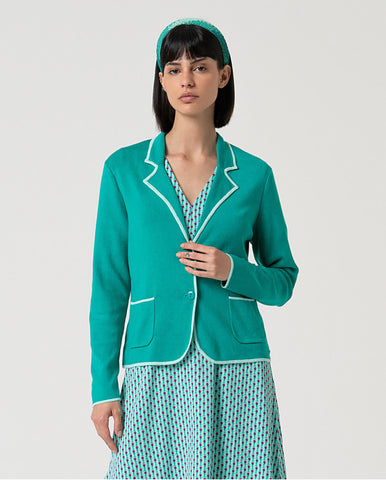 Cardigan ajustado com gola redonda Esmeralda