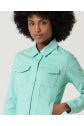 Jaqueta curta estilo jeans Verde água