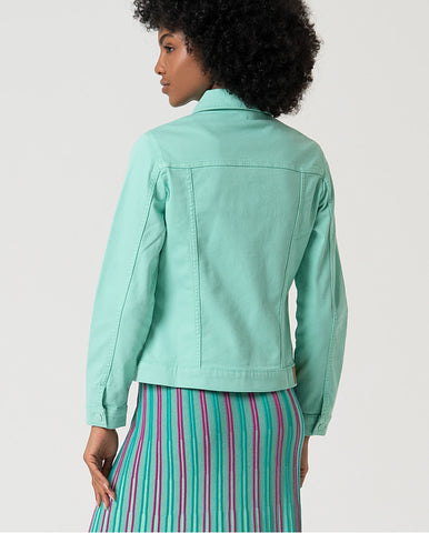 Jaqueta curta estilo jeans Verde água
