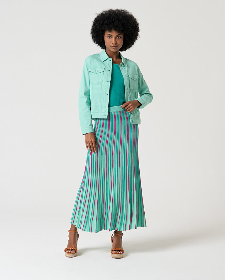 Jaqueta curta estilo jeans Verde água