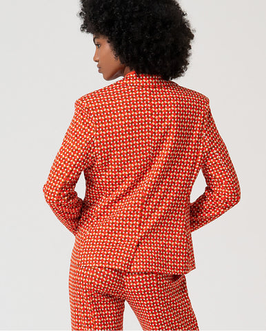 Blazer cruzado simples  1 botão Vermelho